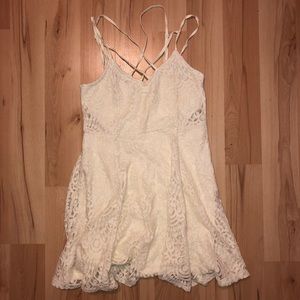 Cross Strap Ivory Lace Dress